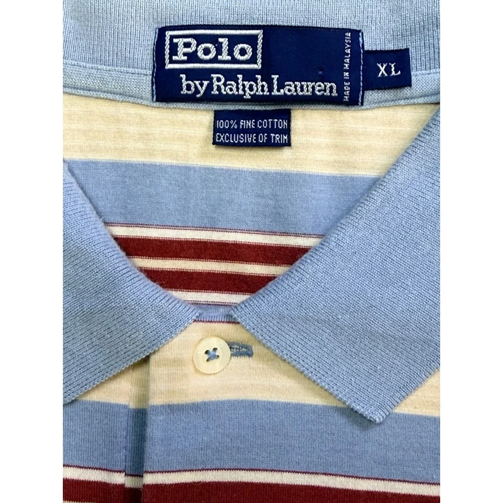Polo Ralph Lauren Polo Shirts Mens XL Multicolor Striped‎ Vintage 90s Bundle 2pk